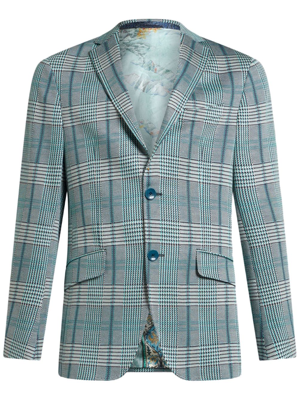 Glen plaid jersey blazer - Blue