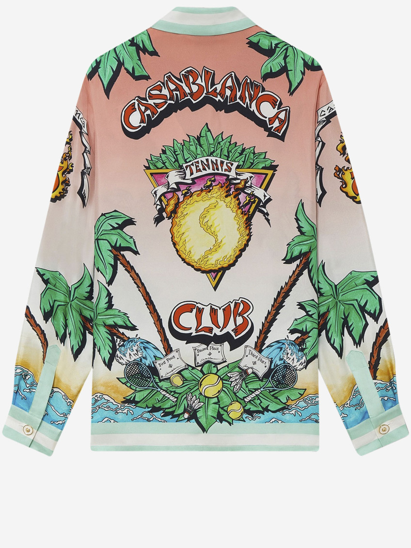 Shirt In Pure Silk With Graphic Print