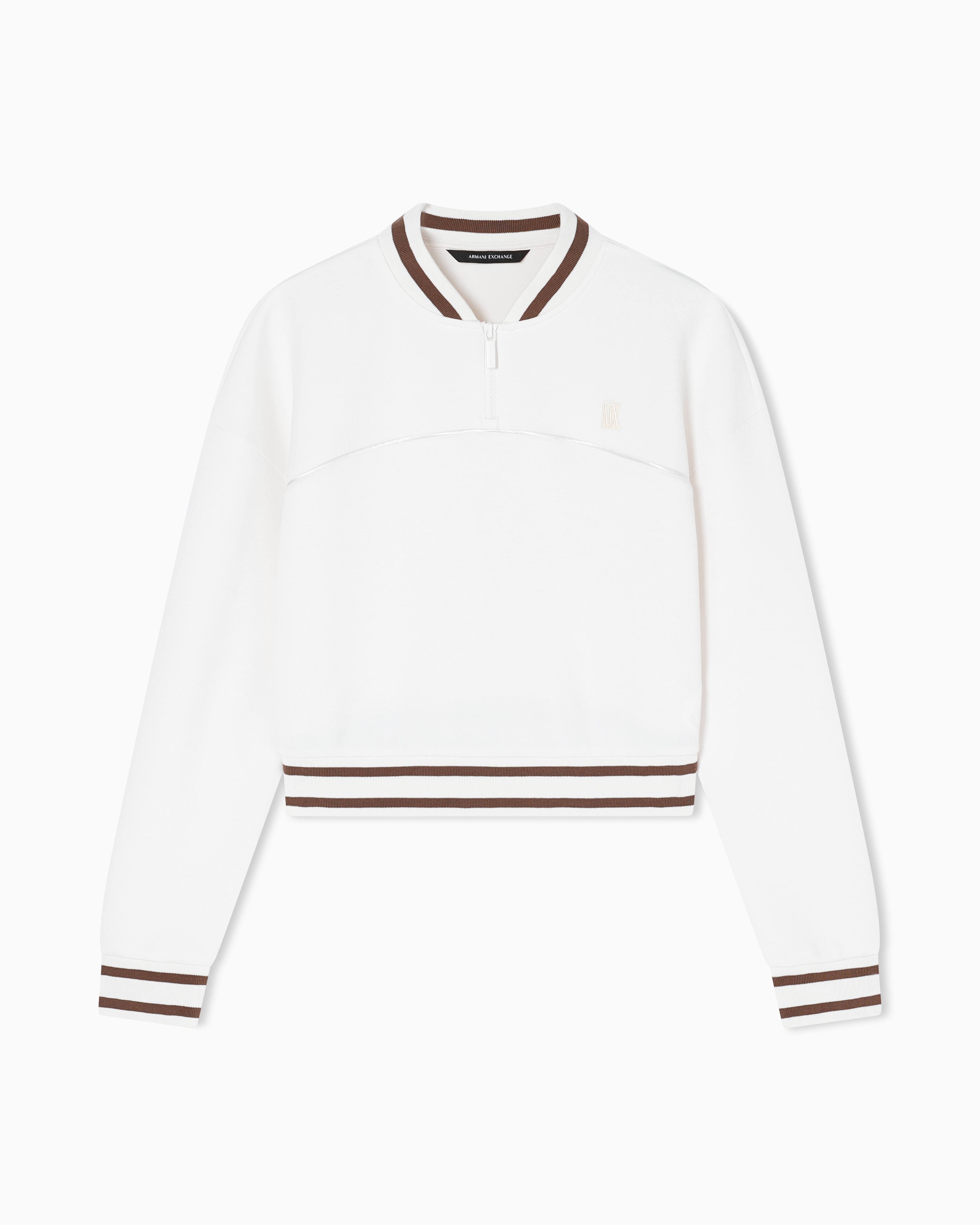 Cropped sweatshirt with zip and contrasting profiles