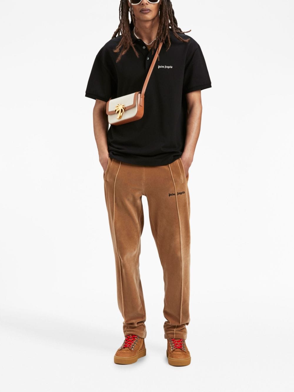 Logo-embroidered cotton polo shirt - Black