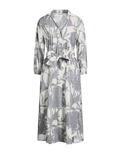 Woman Midi dress Light grey Size 10 Cotton