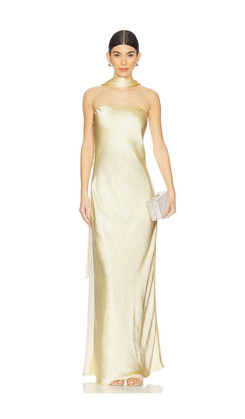 MISHA ABENDKLEID LILIA in Lemon. Größe XXL. Also in M, S