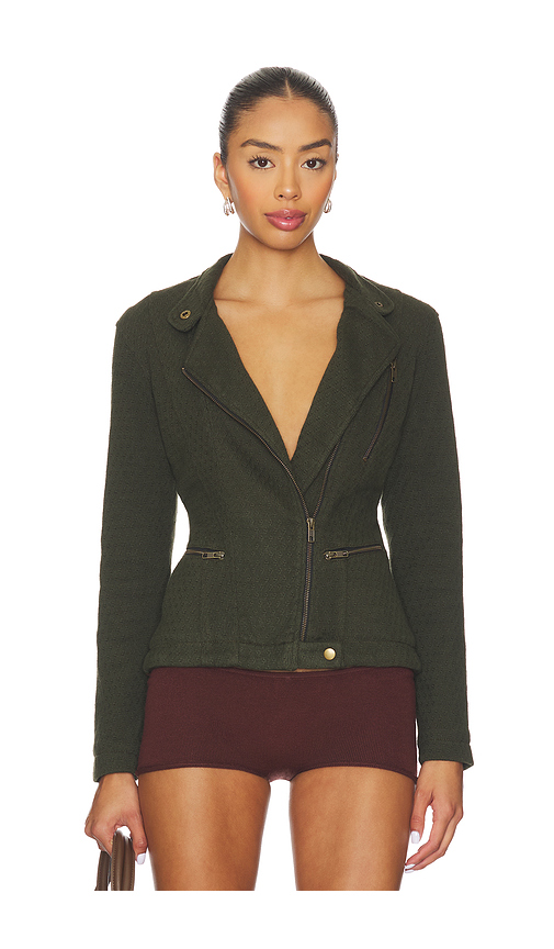ISA BOULDER Crossover Zip Jacket in Olive. XL. Also in XS, S
