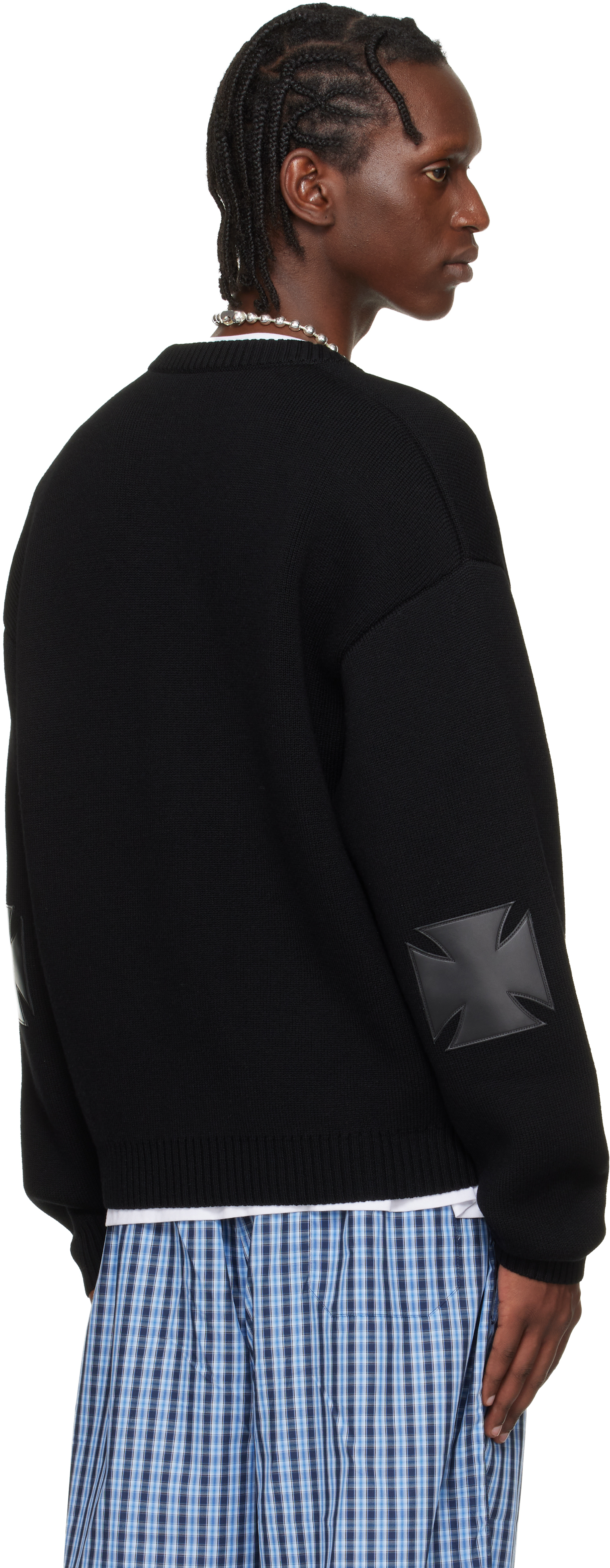 Black Leather Crosses Cardigan