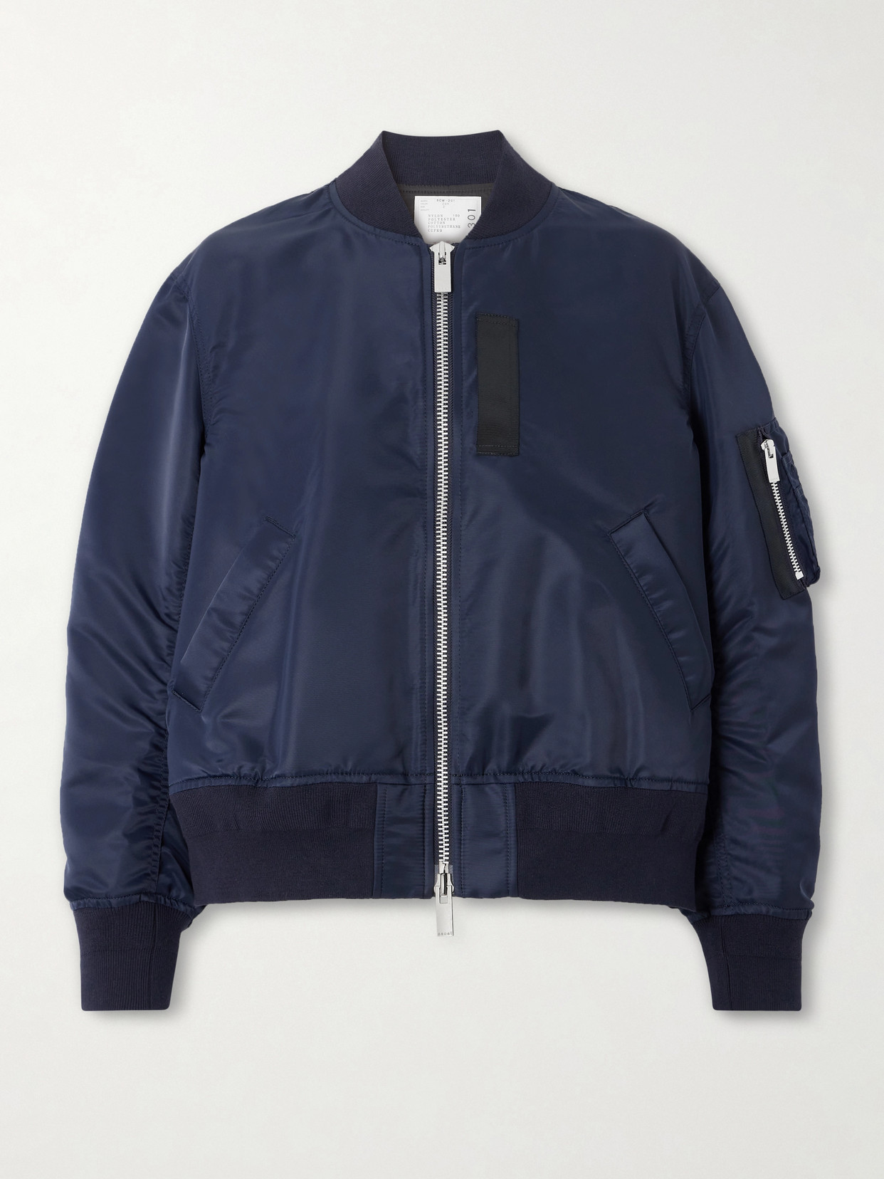 Pleated Padded Shell Bomber Jacket - Navy