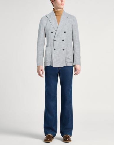 Man Blazer Light grey Size 40 Virgin Wool, Silk, Cotton, Polyamide, Elastane