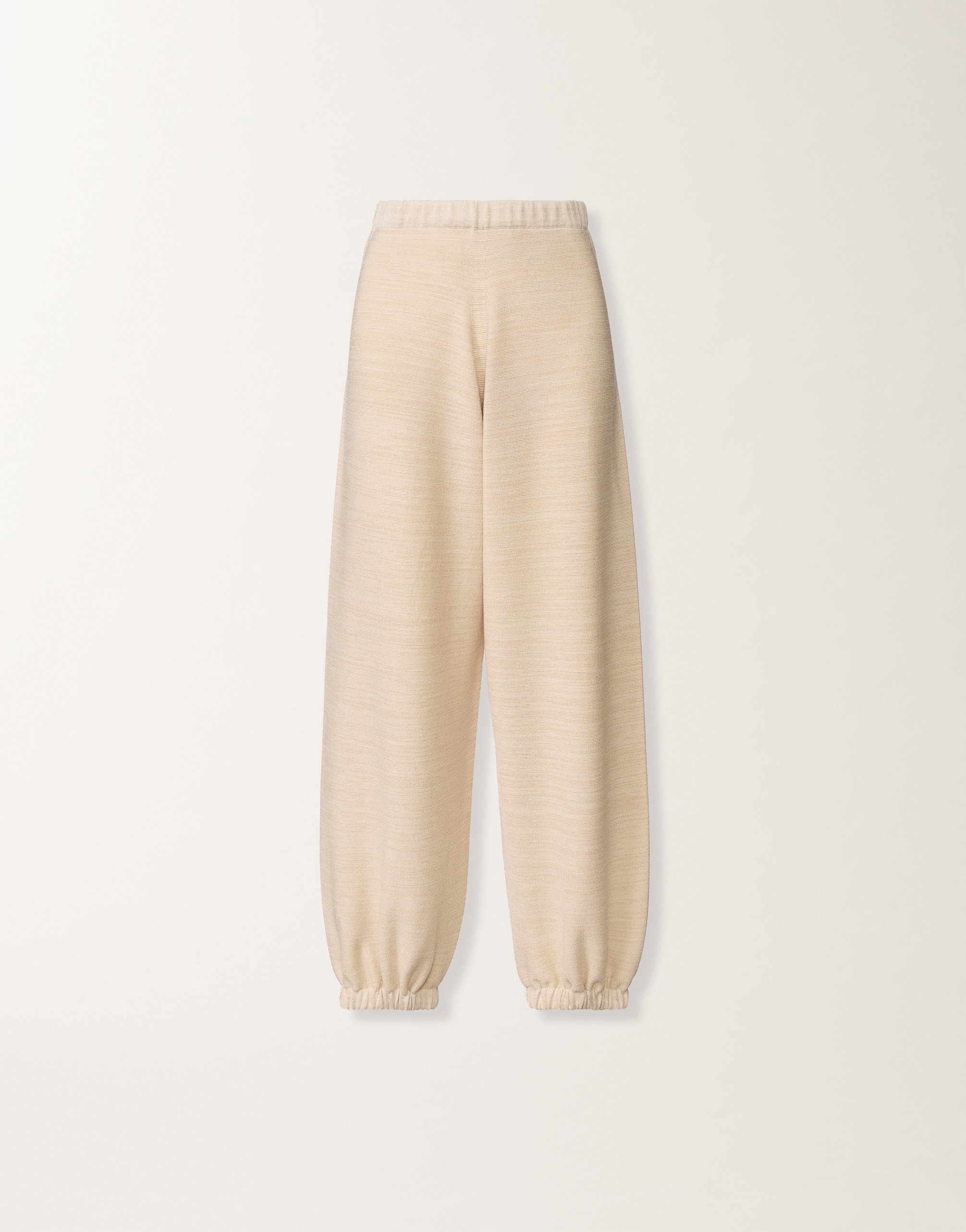Jogger pants in wool, cotton, and lurex, cream