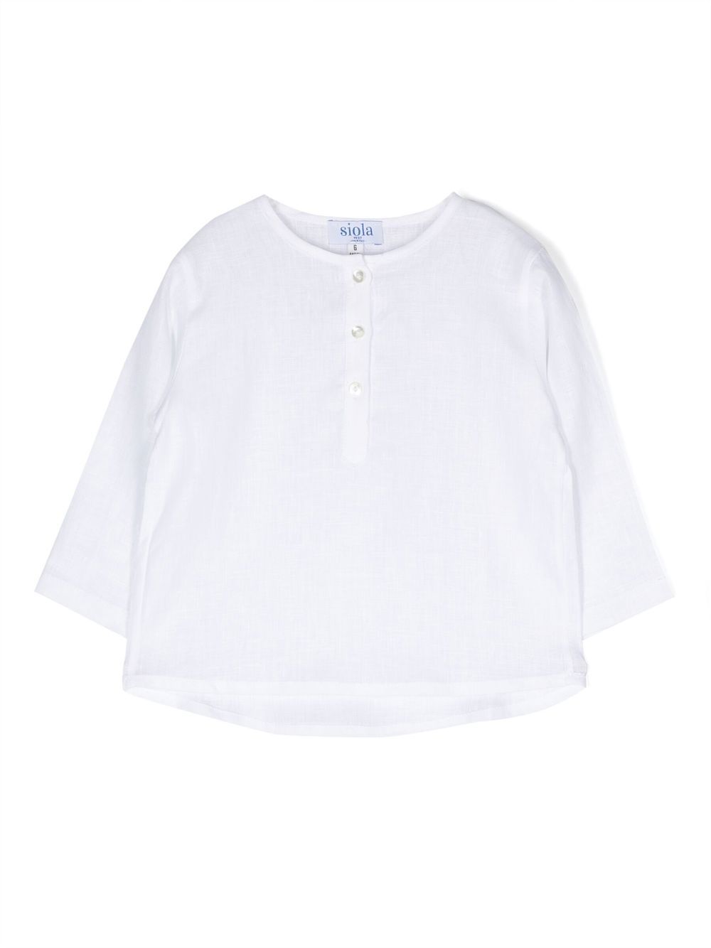 Long-sleeved linen top - White