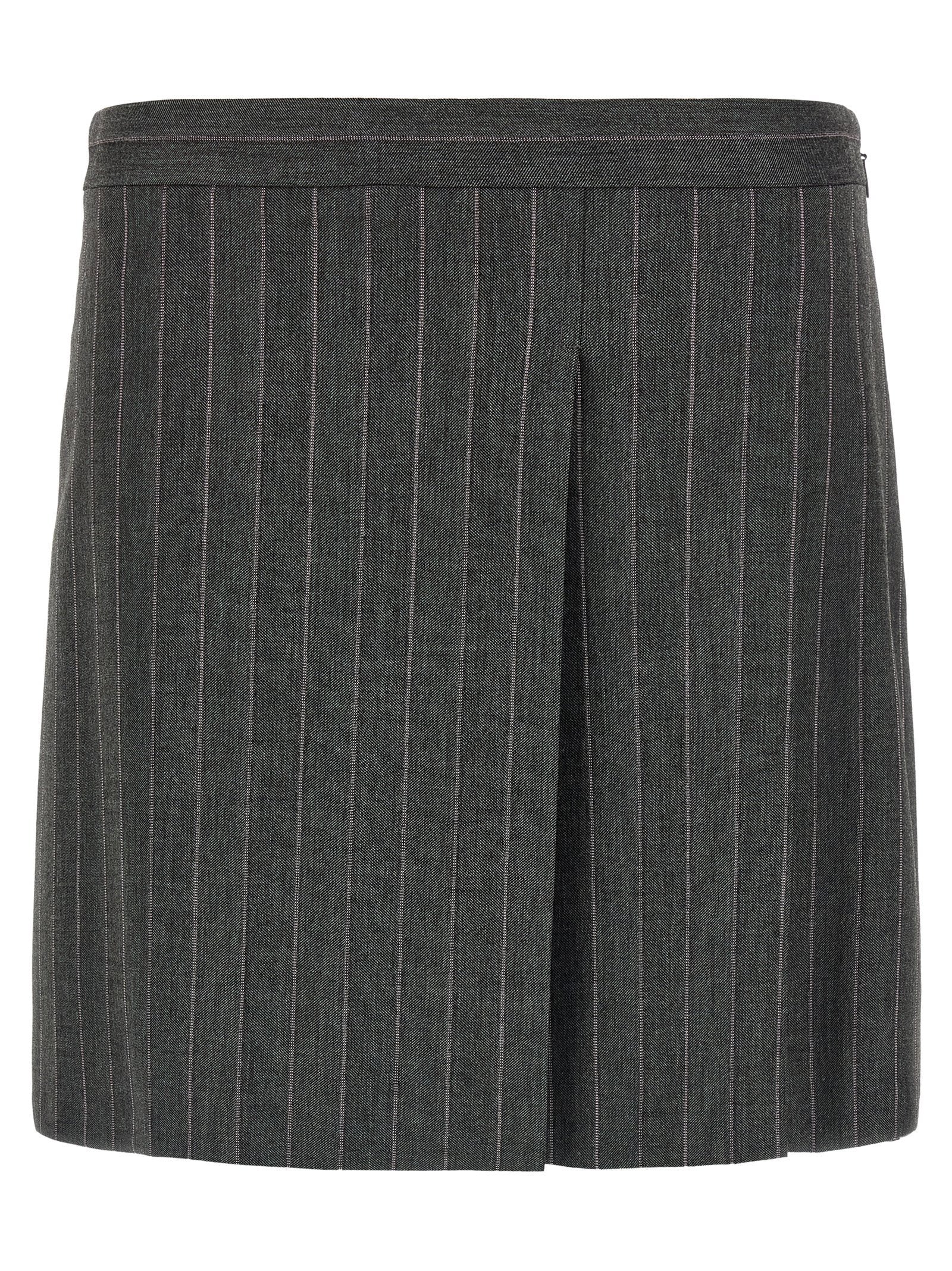 Pinstripe Flared Skirt — gray