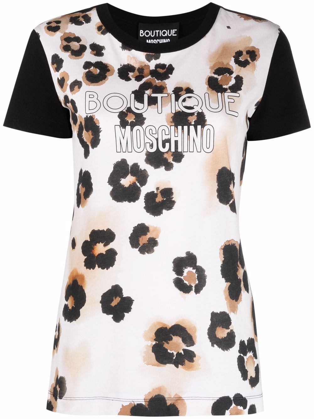 Abstract-print logo-print T-shirt - White