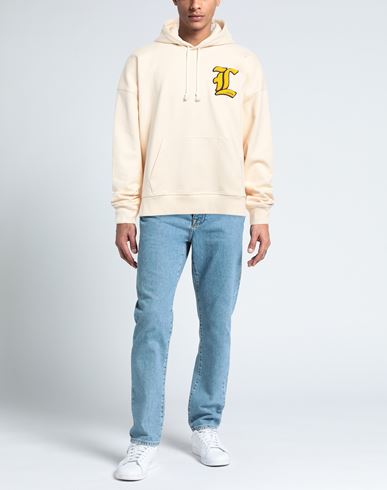 Lacoste L!ve Man Sweatshirt Pastel yellow Size XS Cotton, Polyester, Elastane