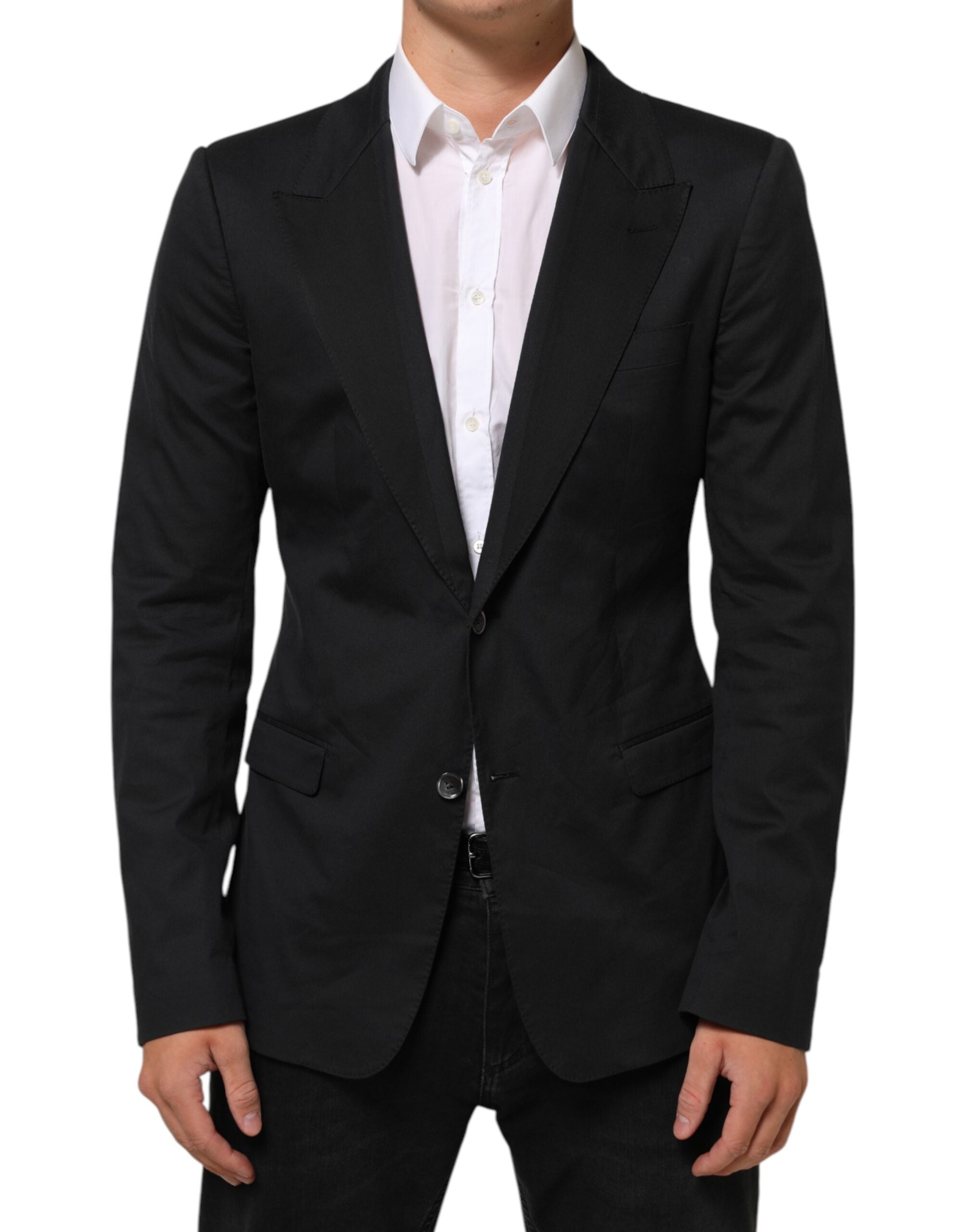 Two-Button Cotton Blazer — Black