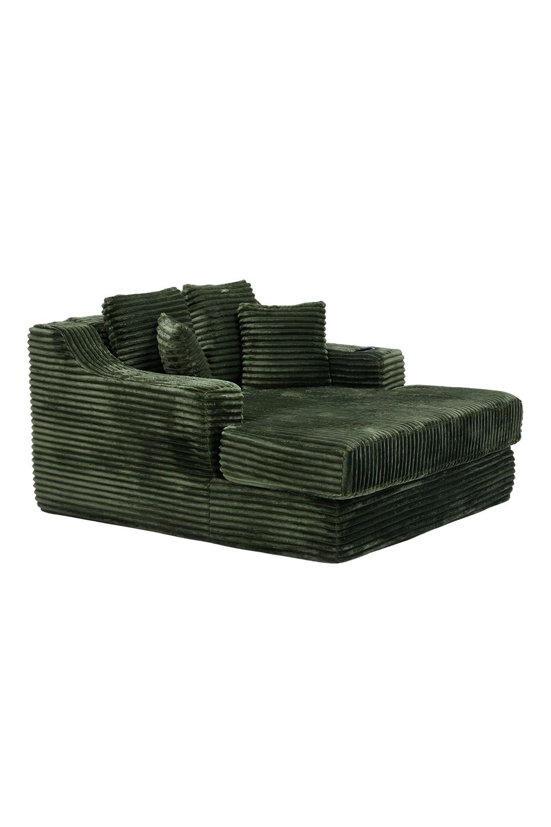 Living and Home Unisex Corduroy Chaise Lounge Sofa Bed in Green