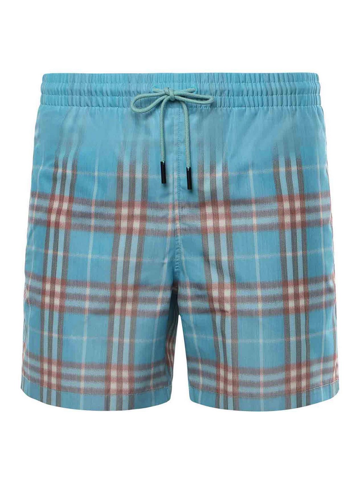 Swim Trunks With A Faded Check Pattern