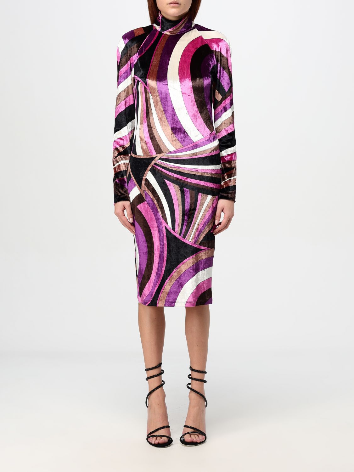 Iride-print velvet mini dress - Pink