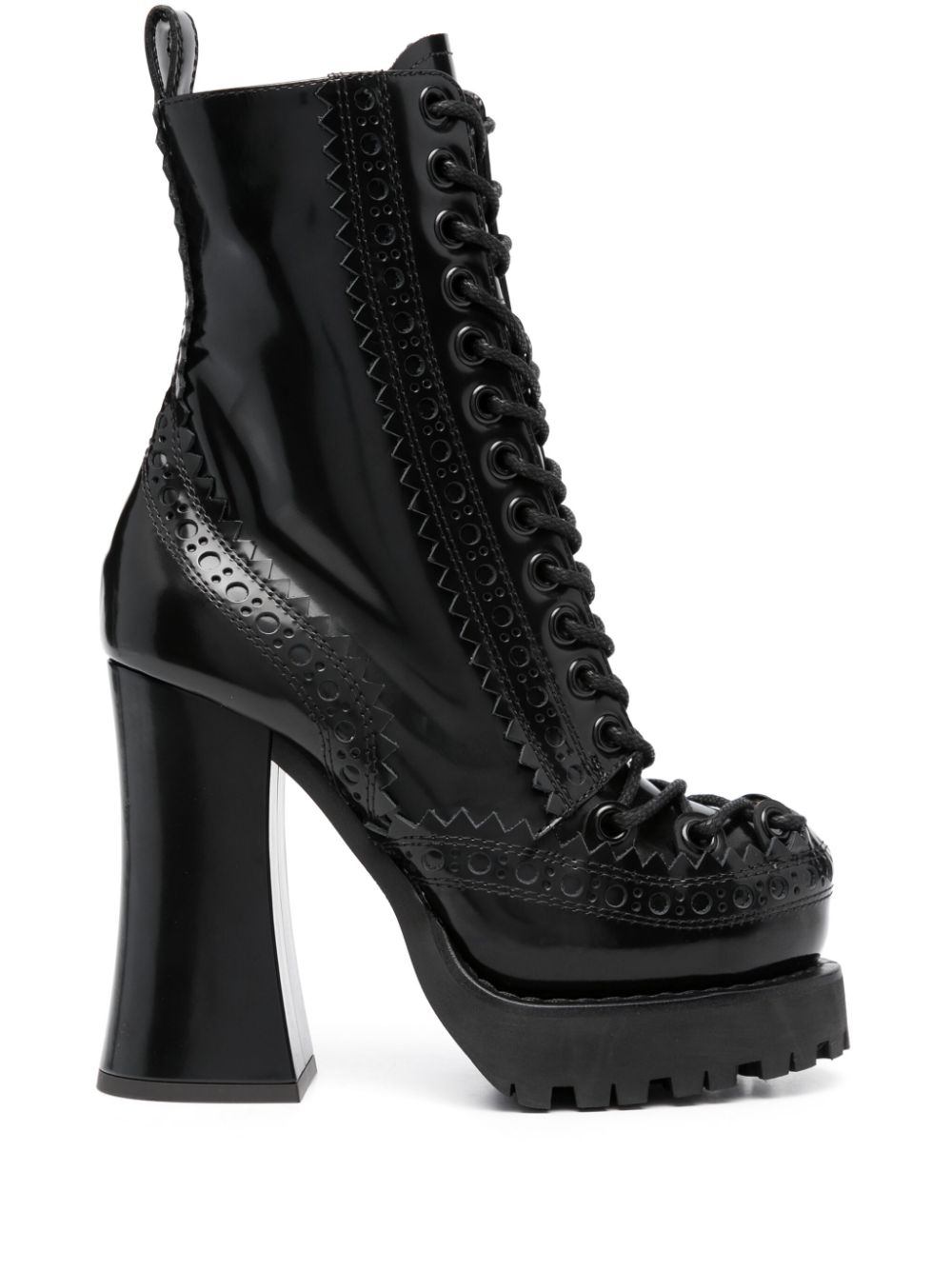 120mm lace-up leather boots - Black