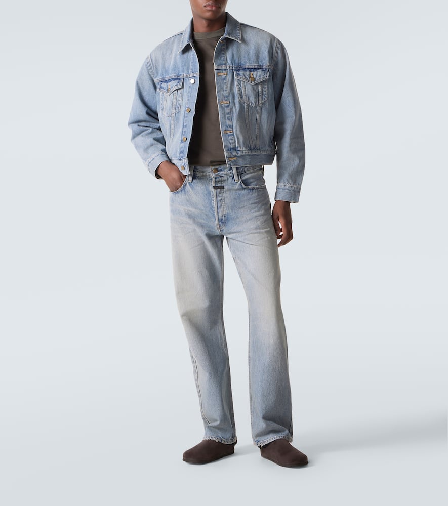 Faded mid-rise straight jeans
