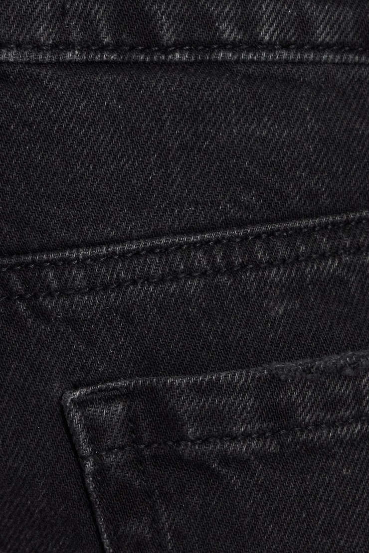 Ultra Low Rise Relaxed Denim Shorts - Black - Women Clothing