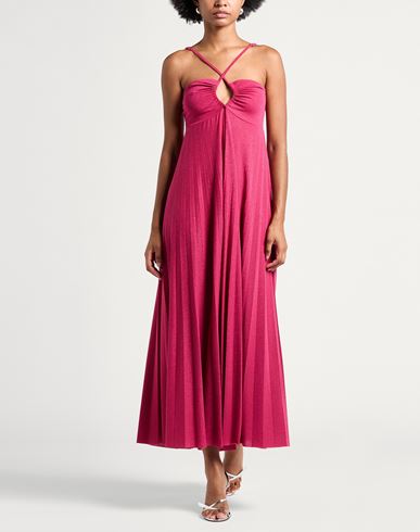 Woman Maxi dress Fuchsia Size 4 Cotton, Polyester, Polyamide, Metallic Polyester, Elastane