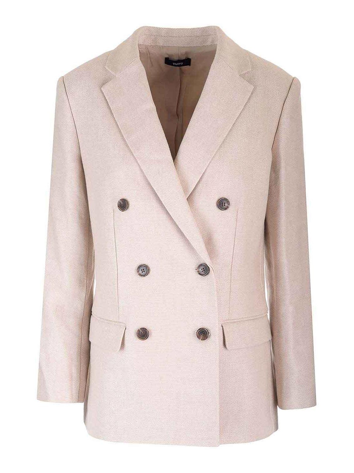 Double-Breasted Blazer In Linen Twill