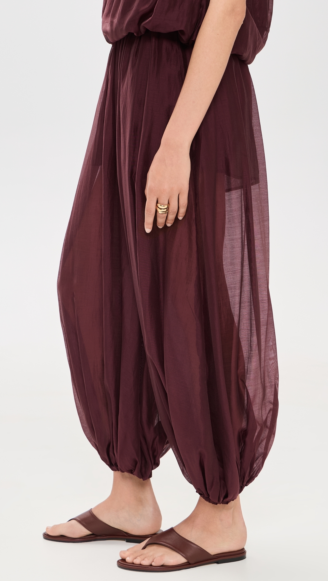Elastic Waist Oversized Balloon Pants Sangria