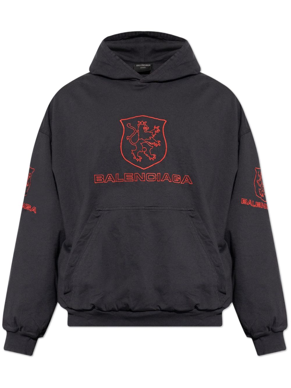 Logo-embroidered hoodie - Black
