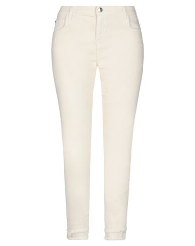Woman Jeans Ivory Size 27 Cotton, Elastane