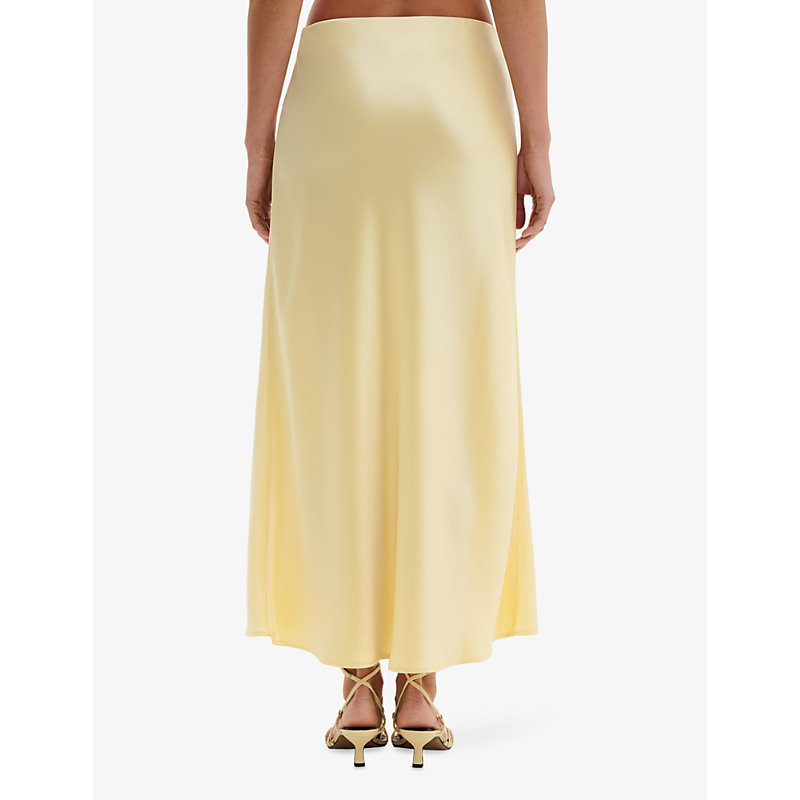 Womens Aubree High-Waist Satin Midi Skirt