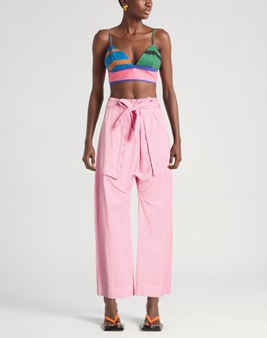 Woman Pants Pink Size M Cotton, Linen