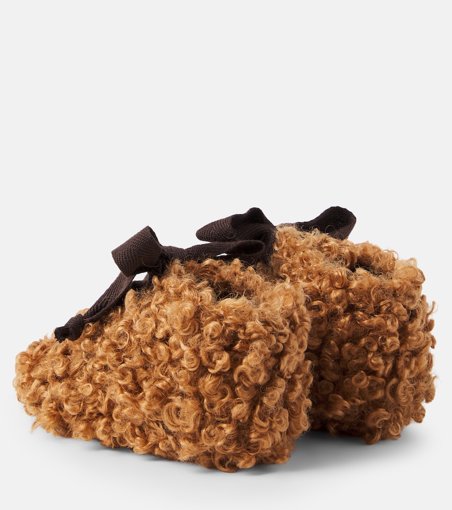 PèPè Baby bow-detail shearling booties