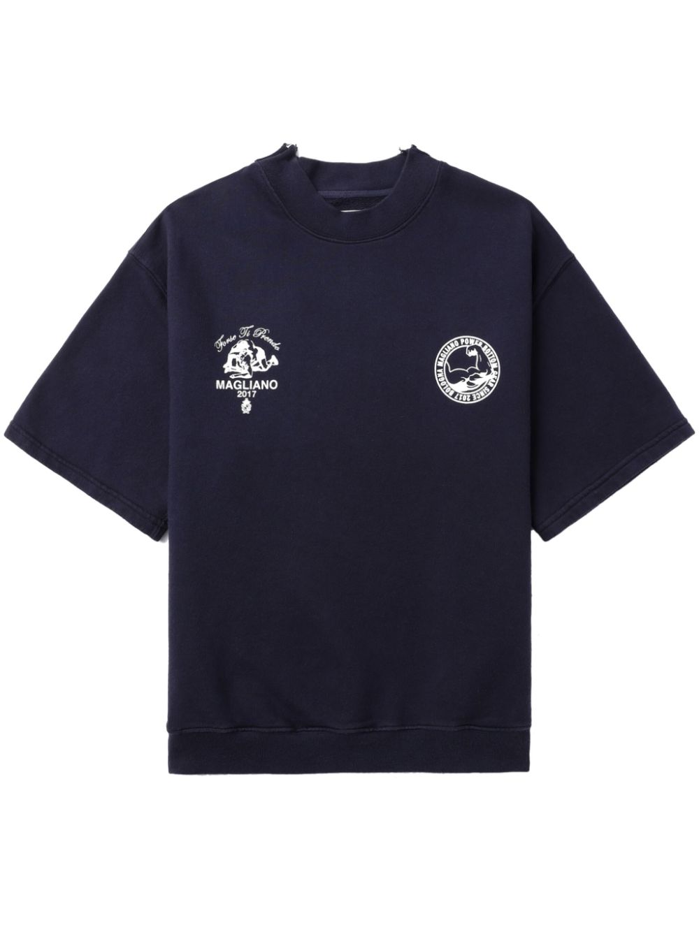 Logo-print short-sleeve sweatshirt - Blue