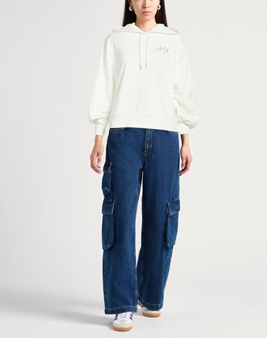 Woman Sweatshirt White Size M Cotton, Elastane