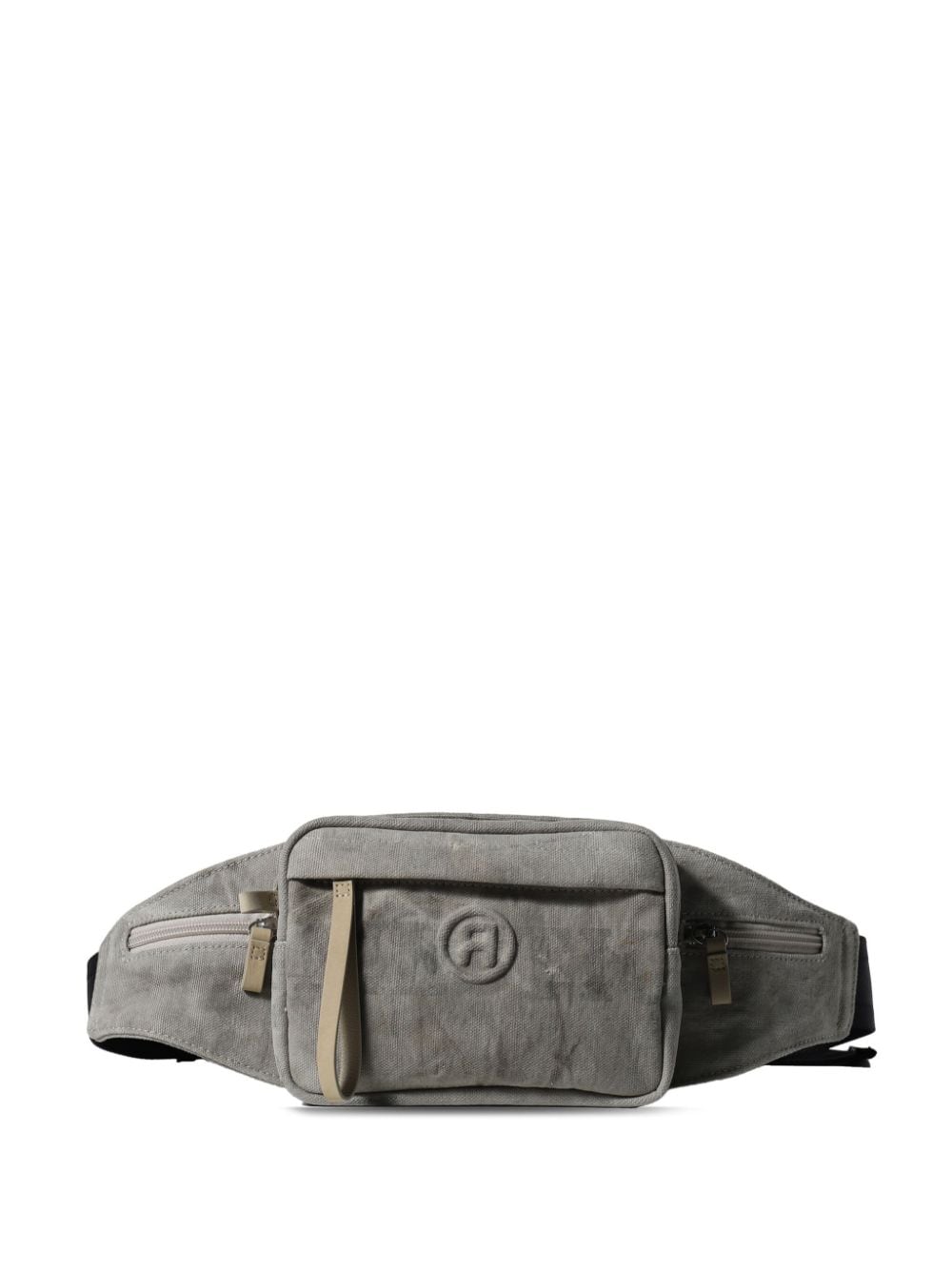 Text-print belt bag - Grey