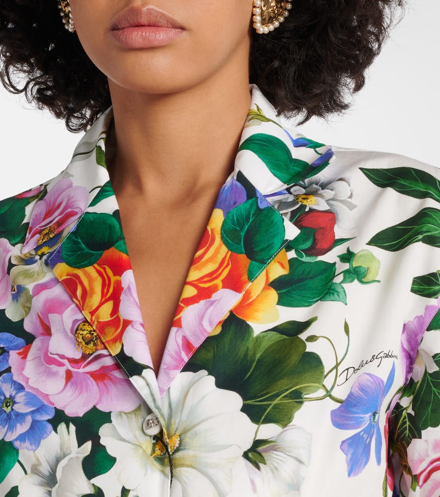 Cropped floral cotton shirt