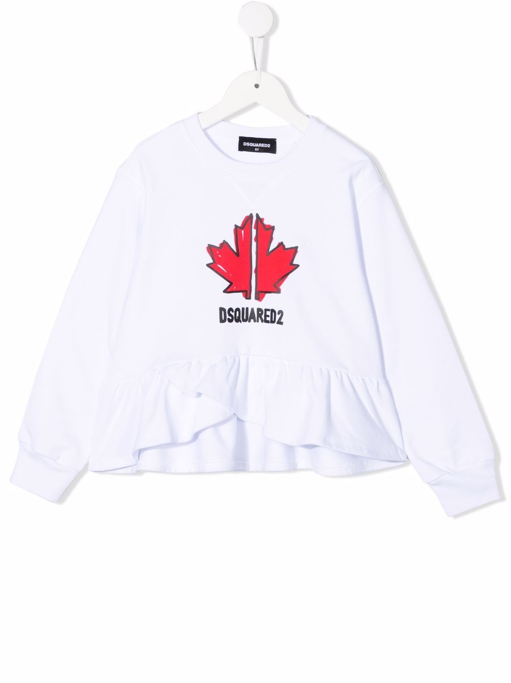 Ruffled-hem sweatshirt - White