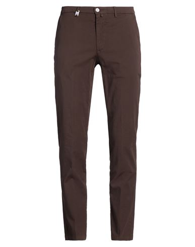 Man Pants Dark brown Size 32 Cotton, Elastane