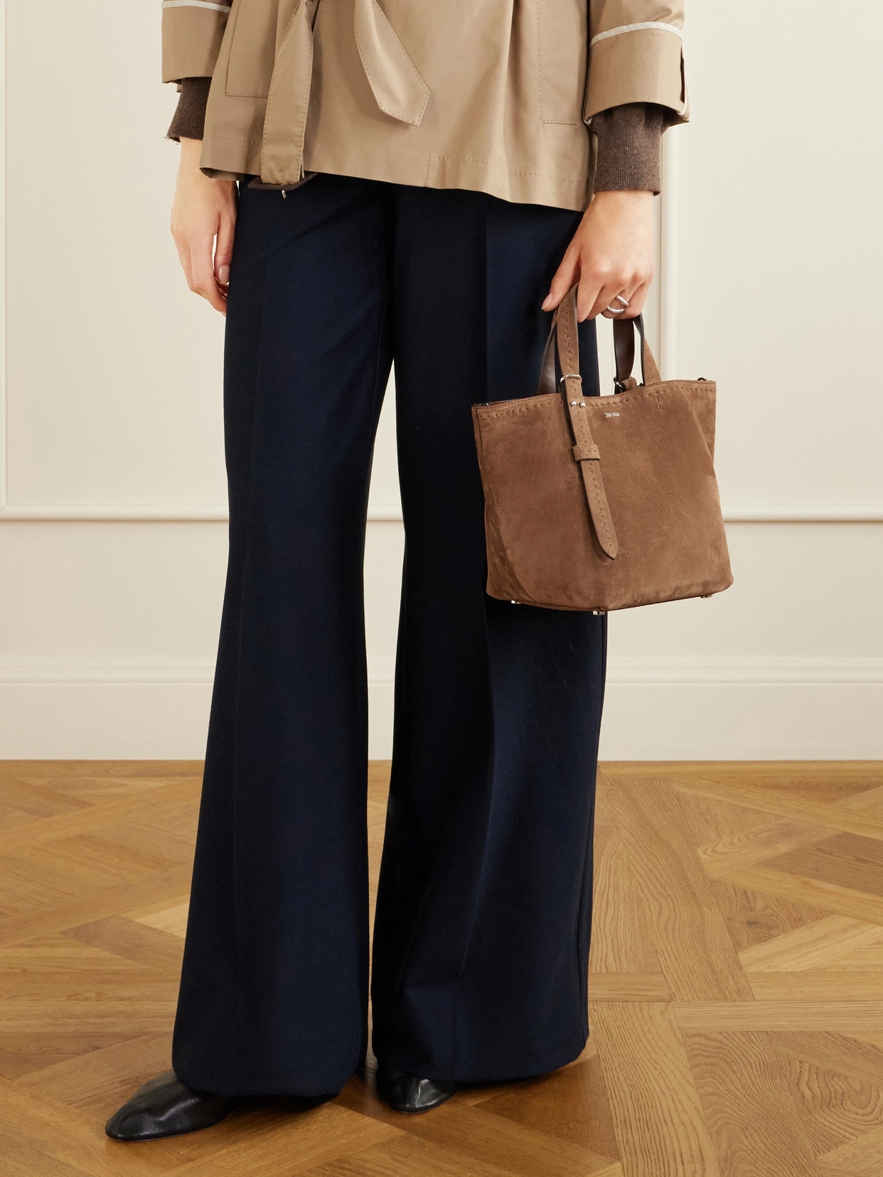 Archetipo Logo-embellished Suede Tote - Brown