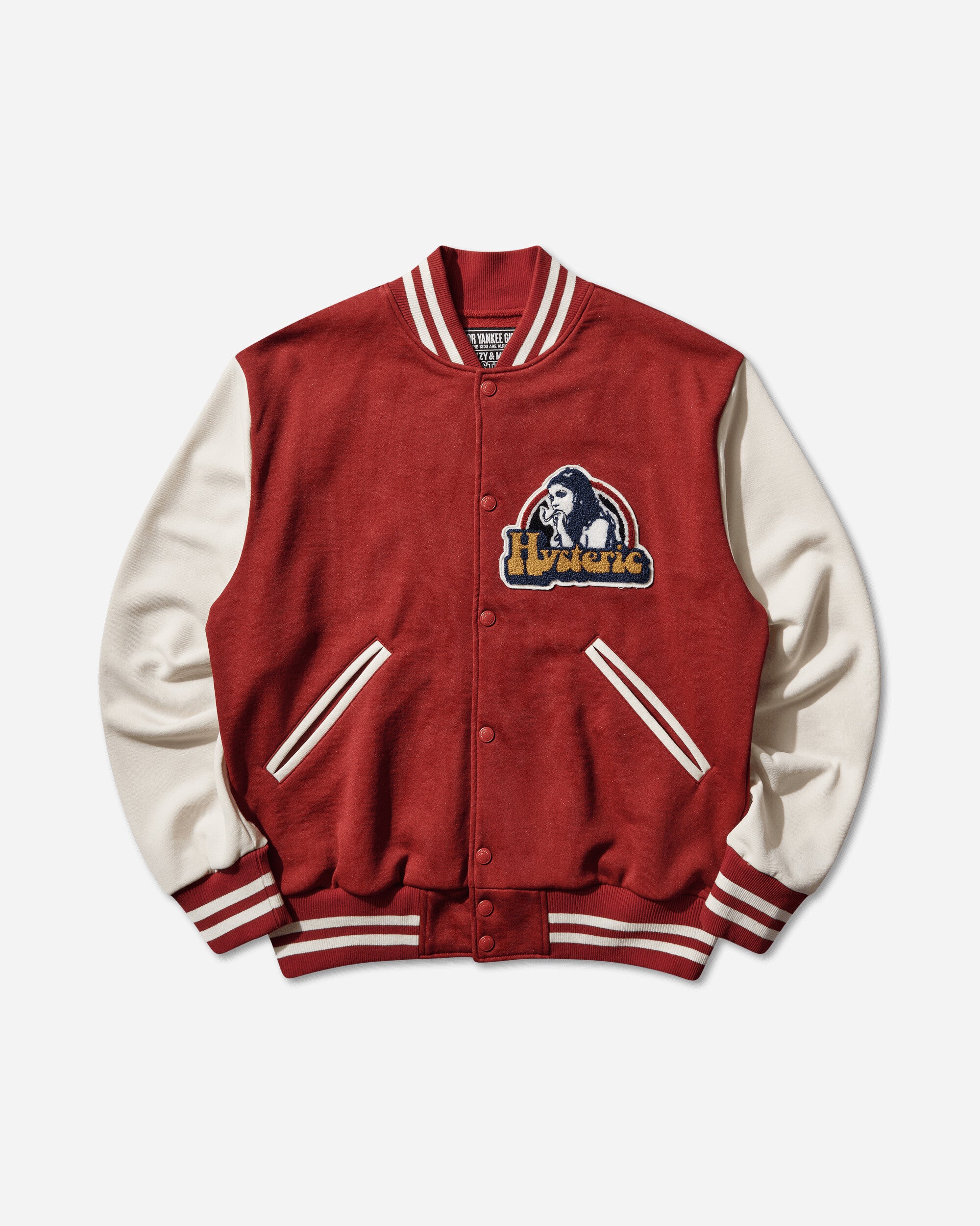 Men s Smoking Girl Patch Stadium Jacket Red