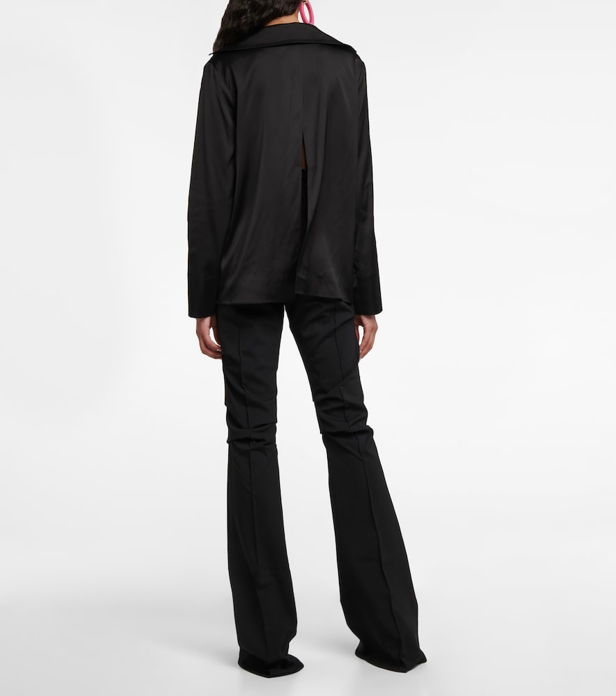 Logo-charm satin shirt