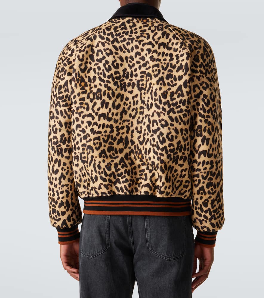 VGold leopard-print wool blouson jacket