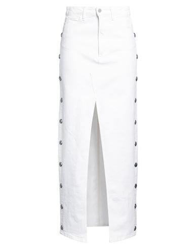 Woman Denim skirt White Size 24 Cotton, Elastane