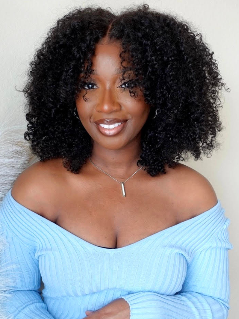 UNice InvisiBlend™ V part Wig Beginner Friendly Kinky Curly Protective Style Human Hair Wig 180% Density Protect Your Natural Hair