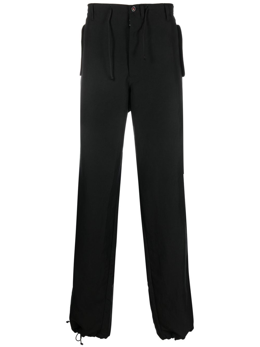 Straight-leg drawstring cuff trousers - Black