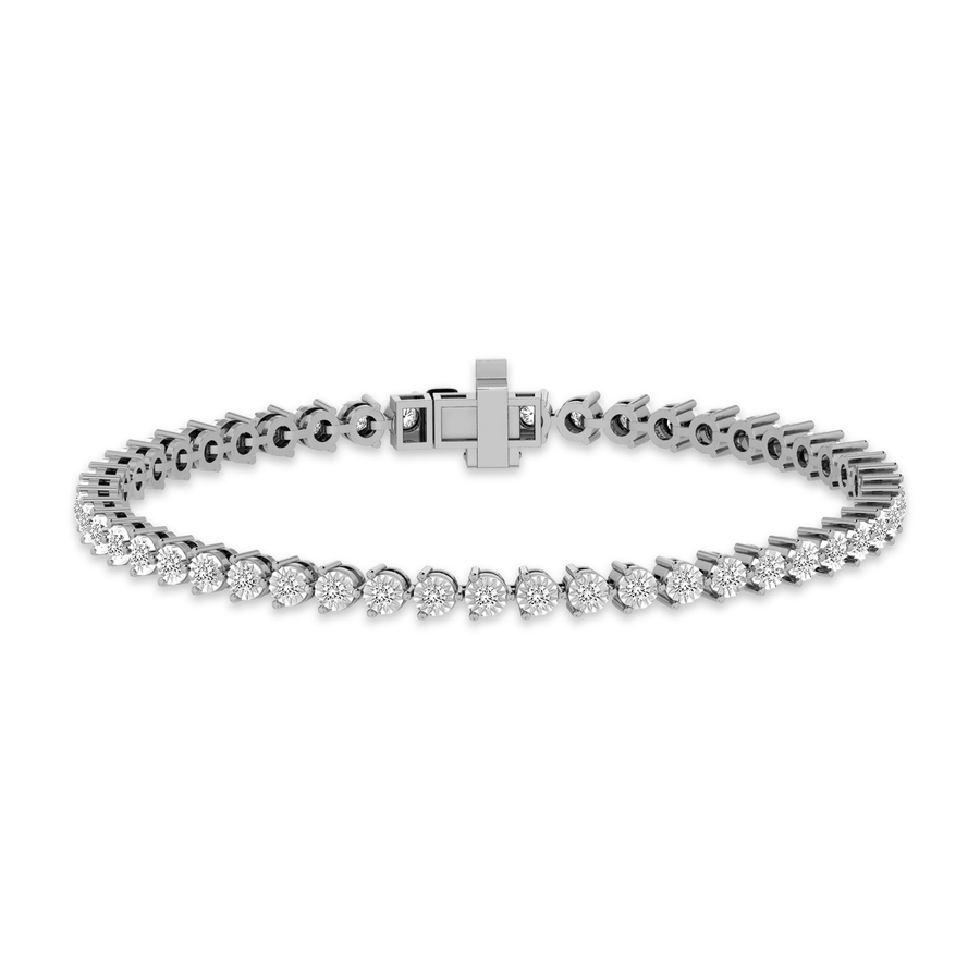Diamond Muse Elegant 1.00 Carat Real Diamond Martini Tennis Bracelet White Gold Rhodium Plated Over Sterling Silver