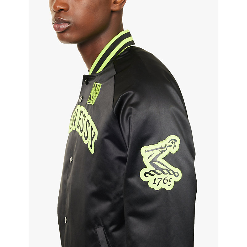 Mens Black X Mitchell & Ness Brand-embroidery Regular-fit Satin Track Jacket 