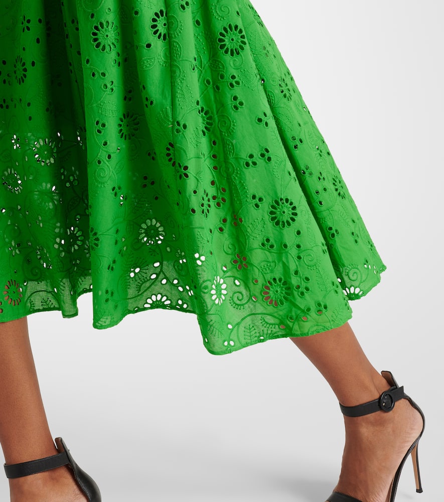 Openwork embroidered cotton midi dress