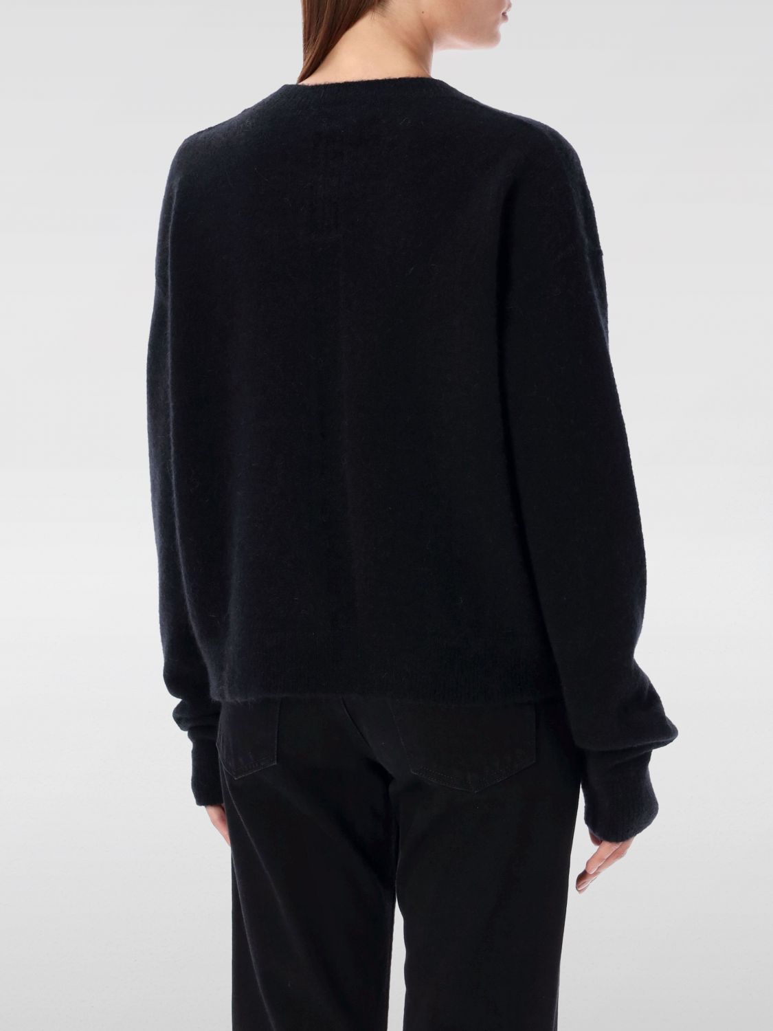 V-neck ribbed knit top - Black