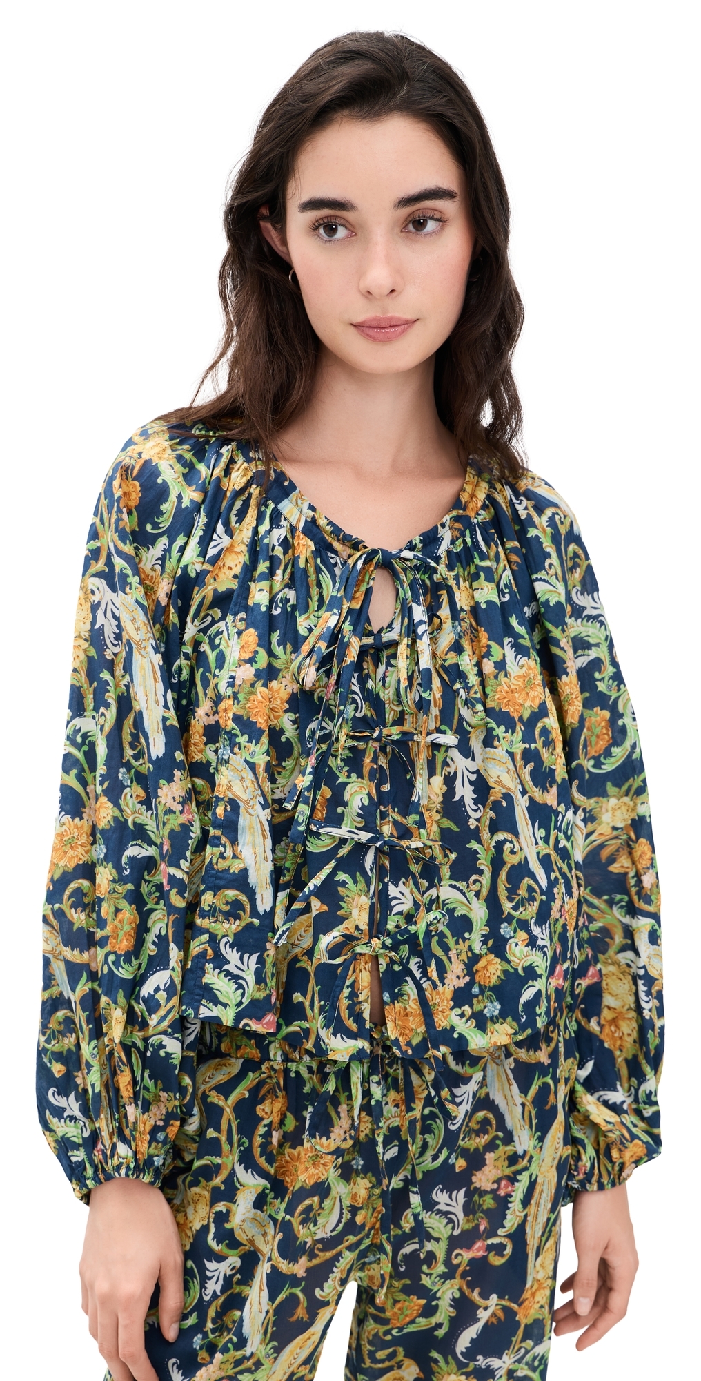 Oleander Blouse Royal Birds Navy One Size