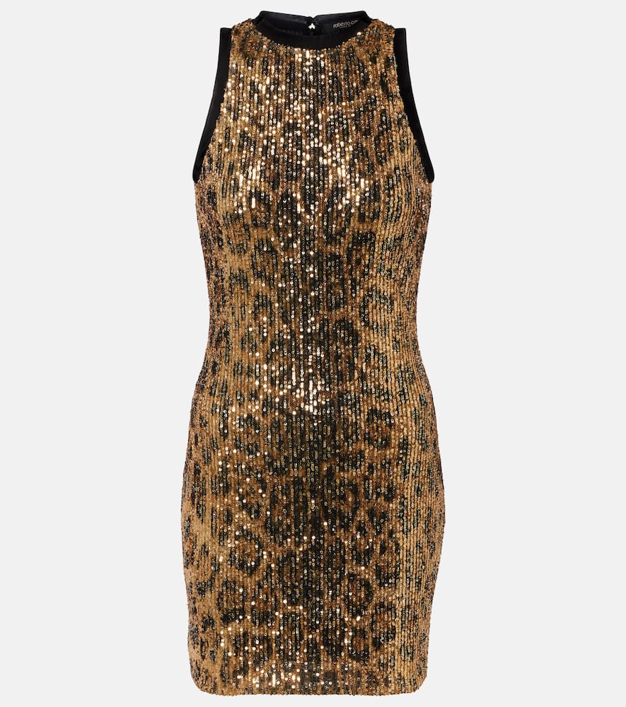 Sequined leopard-print minidress