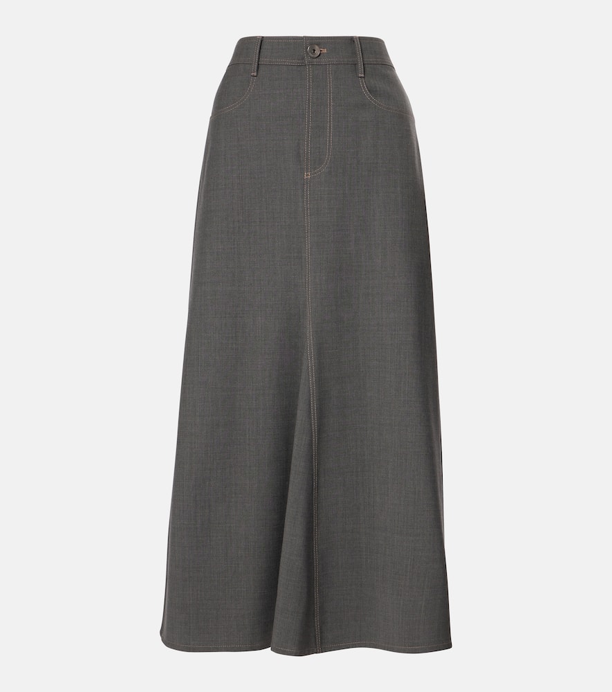 Wool-blend midi skirt